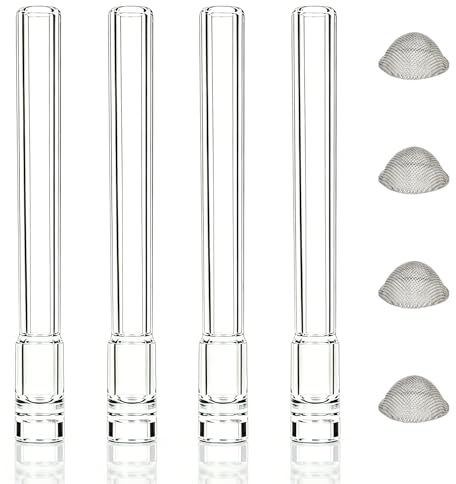 4 stycken cigarettspetsar i glas för Arizer Solo 2, Adaptor Mouthpiece med 4 stycken Bongsil, 110 mm rakt glasrör reservdel för Arizer Solo2, Solo, Air 2, Air