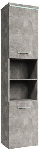 Badplaats Badezimmerschrank Paso 35 x 35 x 160 cm Beton Grau - Hoch Badschrank Mit 2 Türen