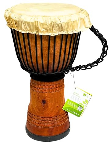50cm African Djembe Drum Handmade with Mahogany featuring Beautiful Deep Hand Carvings - 9 diameter