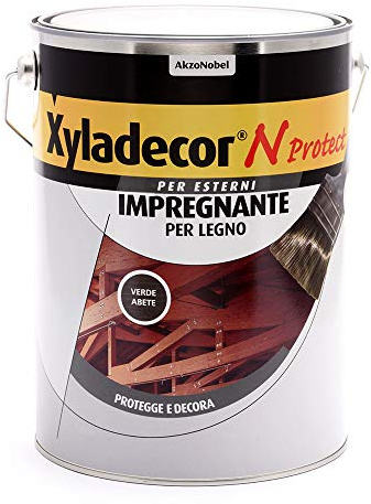 Xyladecor N PROTECT Fondo Impregnante per Legno Esterno a base solvente, Protettivo e Decorativo, Pronto Uso, colore VERDE ABETE 5L, 5 L