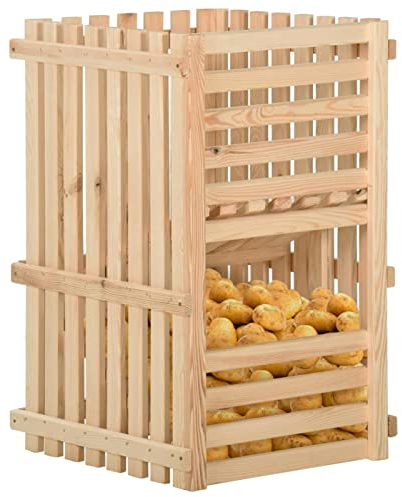 Tidyard Kartoffelkiste, Zwiebel Aufbewahrung, Obstkiste, Gemüsekiste, Holzkisten, Aufbewahrungskiste, Allzweckkiste, 50x50x80 cm Massivholz Kiefer