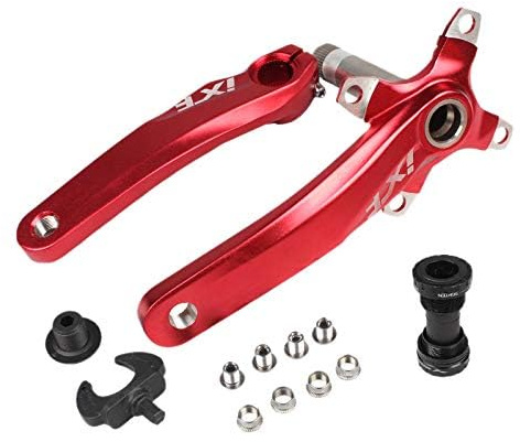 MUXSAM Bicycle Crank Arm Set Road Mountain Bike Crankset With Botton Bracket Bolts 170mm Crank Arm (Red.)