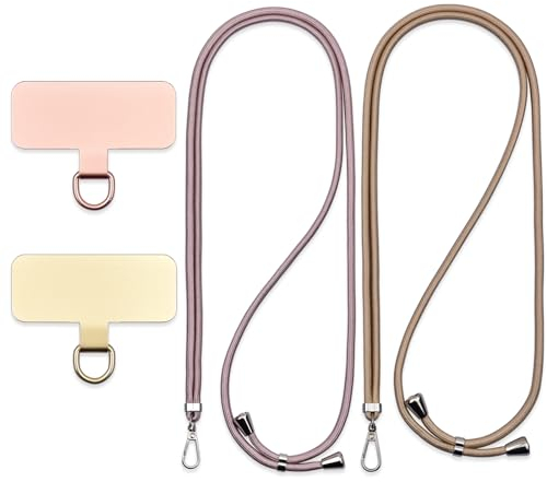 Jaslongri Handykette Universal, Handy Lanyard, Hanging around the neck or diagonally spanning, with a metal patch and adjustable and detachable rope. (Roségold, Gold)