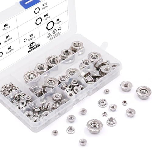 Assortimento di 140 dadi esagonali in acciaio inox 304 con dentatura esagonale per l'industria del mobile