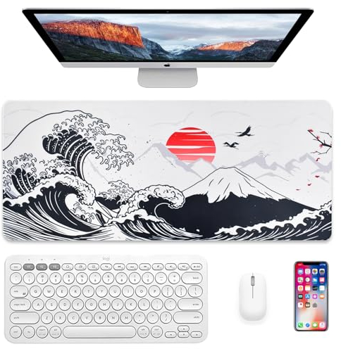 Alfombrilla de Ratón Gaming Alfombrilla de Nesa Grande Alfombrilla de Mesa Lavable con Base de Goma Antideslizante, Alfombrilla de Ratón Grande Para Oficina y Uso Doméstico (Blanco)