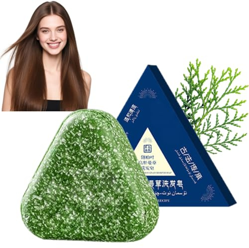 Festes Shampoo Gegen Haarausfall, Nature Triangle Haarseife für Haarwachstum, Shampoo Fettiges Haar für Männer Frauen, Haarshampoo Strengthens Glatt Hair, Kopfhaut Pflege Reinigung und Nährende, 120g