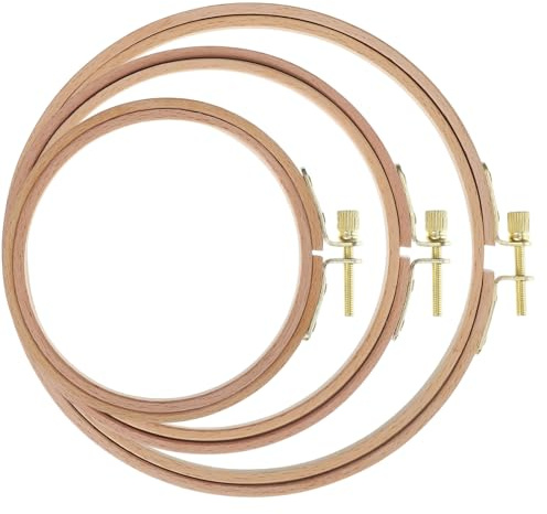 Josojoou 3Pcs Cross Stitch Hoop 4/5/6Inch Small Embroidery Hoop Round Beech Wooden Embroidery Hoops for Embroiderys, Sewing and Home Ornaments