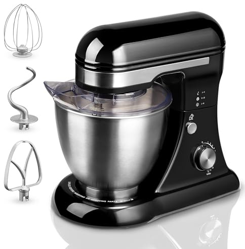gapalilo 5QT Stand Electric Mixer, 12-Speed Kitchen Mixer with Tilt-Head, Stainless Steel Bowl Dough Mixer, Egg Whisk, Dough Hook & Beater Included, Idea for 3-5 Family(Black)