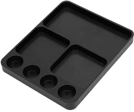 CHICIRIS Bandeja de Metal para Tornillos RC, Placa de Soporte de Tornillos de Aleación de Aluminio para Organizador de Reparación de Automóviles Modelo 1/10 RC (BLACK)