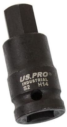 US PRO INDUSTRIAL M14 X 55MM 1/2 DR Impact Hex Allen Bit Socket 3854