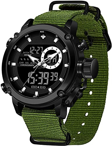 kieyeeno Militare Digitale Orologio Uomo Sportivo, 30M Impermeabile Cronografo Orologio da Polso, Automatico data Luminoso Movimento Giapponese Orologio Nero