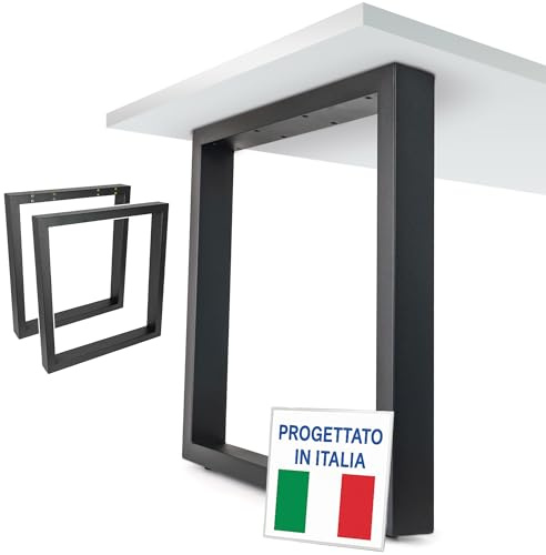 NEXT LEVEL - Gambe per Tavolo | 65x74cm, Profilo 80x40mm, Metallico, per Legno e Vetro, Compatibile con Larghezze 70, 80, 90 e 100cm | Piedi per Tavolo - PM-004