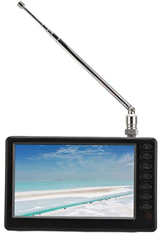 Televisor Portátil de 5 Pulgadas, Mini Televisor Digital 1080P Compatible con ISDB T Recargable con Soporte para Exteriores