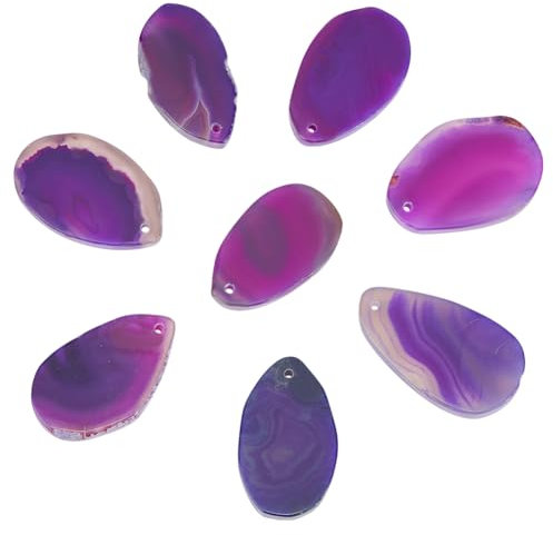 GOMAKERER 8 Pezzo Ciondolo In Agata Naturale, Ciondoli con Ciondolo A Fetta di Agata Naturale Viola Ciondoli con Pietre Preziose Irregolari Lucide per Artigianato Fai-Da-Te Collana Bracciale