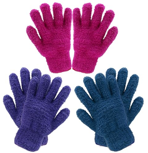 3 Paar Mikrofaser-Handschuhe zur Reinigung von Pflanzenblättern, Zelte für Haus und Auto, wiederverwendbare Handschuhe in Blau, Rosa, Lila