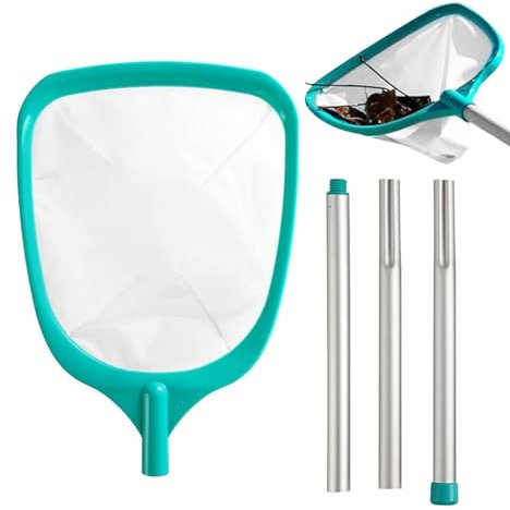 Derwrtup 145CM Écumoire De Piscine - Épuisettes De Surface pour Piscine - Filet D'Écumoire De Piscine avec Poteau | pour Spa De Bain À Remous D'étang De Jardin
