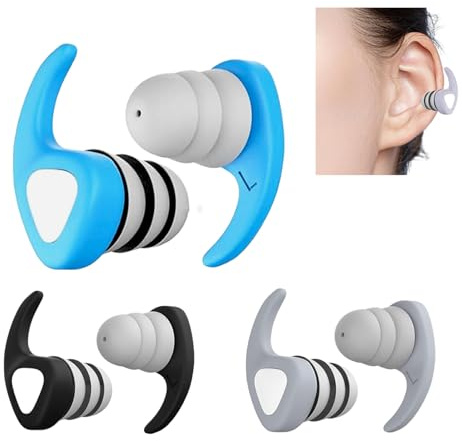 Swimming Ear Plugs, 3 Pairs Waterproof Soft Silicone Swim Earplugs,Perfect for Surfing, Diving,Pool,Showering and Other Water Sports
