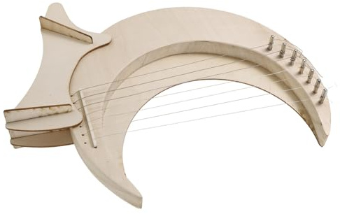 JOINPAYA Tragbare Harfe für Anfänger mit Warmem Klang und Vollsound Mondförmiges Holz Harfeninstrument im Satz für Erwachsene und Musikliebhaber