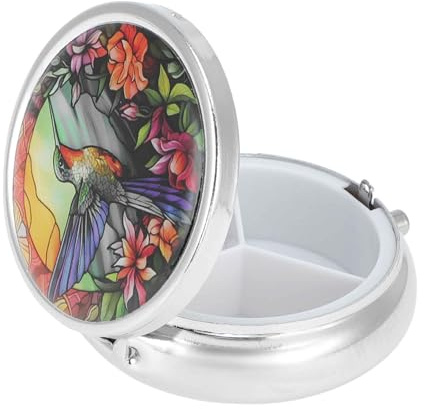 CAPASTEC Pillendose 3 Fächer Bunt 1 Stück Pillenorganizer Für Tasche | Metall, Kunststoff, 1,8x5cm, Spiegel, Fliegende Vögel Design, Reisen, Arbeit, Camping, Outdoor, Tragbar, Geschenk