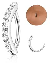 JeryWe 14G Clicker Piercings Ombligo Acero Quirúrgico,Aro Hipoalergénico Clicker Anillos para Mujer CZ Piercing Ombligo Plata Reverse Curved Click Joyería para Cuerpo 10/12mm