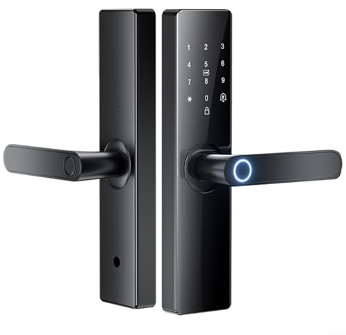 Tidevib Serrure de porte électronique intelligente avec lecteur d'empreintes digitales, carte IC, mot de passe, clavier tactile, contrôle mobile, gestion multi-utilisateurs (18 cm)