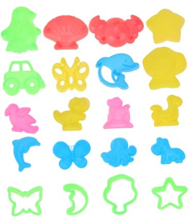 HONMEET Set di 64 Pezzi di Stampi in Plastica per Sabbia a Forma di Cartoni Animati, Colore Verde Brillante, Facile da Impugnare, per Giocare al Parco in Giardino Colore Casuale