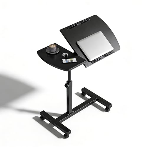 RATSTONE Table pour Ordinateur Portable,Table De Lit Medical，Bureau Roulant avec Plateau,Support d'Ordinateur Portable Réglable en Hauteur,Bureau Debout Mobile 60x40 CmInclinable