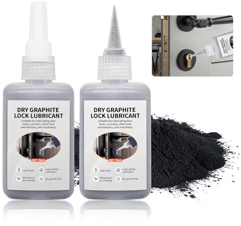 Grafite in Polvere 70ml x 2, Lubrificante alla Grafite per Serrature | Lubrificante per Serrature, Polvere di Grafite per la Lubrificazione di Serrature Porte, Serrature Auto, Cerniere Porte