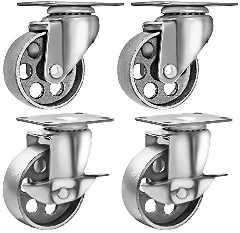 4 Räder alle Drehgelenk aus Stahl Platte Caster W Bremse Lock schwere high-gauge Stahl 1500Lb Gesamtkapazität grau 3.5 Combo