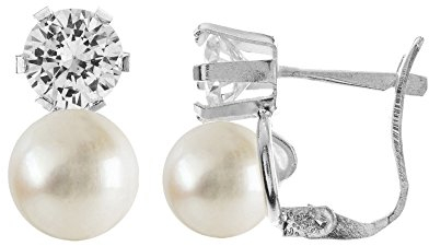 Córdoba Jewels |Pendientes en plata de ley 925 con perla de 7 mm y circonita de 5 mm. Diseño Tú y Yo Zirconita 5mm y Perla 7mm