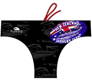 Turbo - Bañador Rugby New Zealand de Waterpolo Competicion Natación y Triatlón Patrón de Ajuste cómodo (M/32)