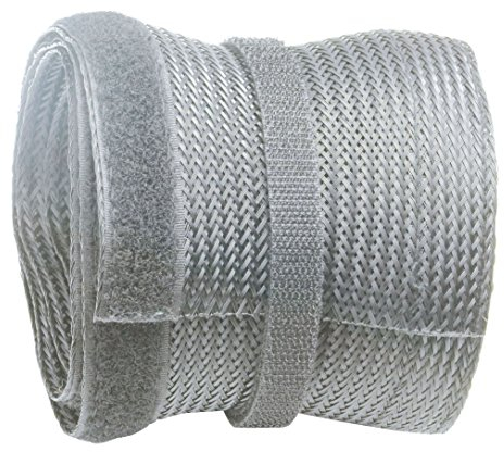 RICOO Kabelkanal flach Z9085G-2 200cm x 8,5cm Kabel Kanal mit Klettverschluss Flexibler Kabelschlauch für Kabelmanagement & Kabelführung wiederverschlußbar Kabelkanäle