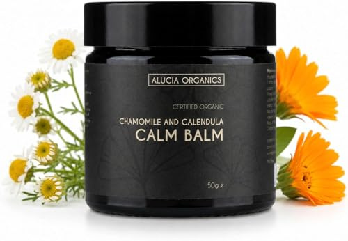 Natural Chamomile and Calendula Calm Balm 50g - Certified Organic Calendula Ointment for Skin, Spots & Blemishes - Cruelty Free Organic Calming Body Balm for Sensitive Skin and Face