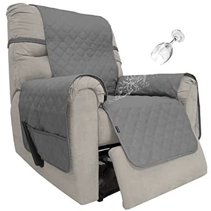 Easy-Going Sofa Slipcover Waterproof Recliner Chair Cover Non-Slip Fabric Couch Cover for Living Room Washable Furniture Protector for Pets Kids Children Dog Cat (Recliner, Gray), 23