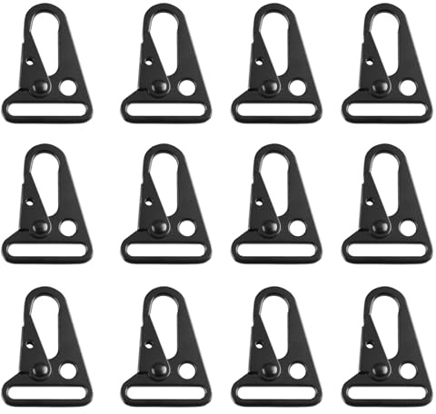 TRIWONDER Taktiska växelklämmor förstorade munklämmor krokar taktisk utrustning karbinhake metall nyckelring spänne hängspänne för ryggsäck utomhusaktivitet daglig användning (svart - 3,2 cm - 12 st)