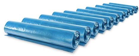 Hypafol Müllsäcke, 100 St. extra starke blaue Müllbeutel mit 120 Liter Fassungsvermögen, 700 x 1.100 mm, Typ 150 mit 100 my, extra reißfest, ideal für Gartenabfälle, Bauschlussreinigungen, 10er Pack