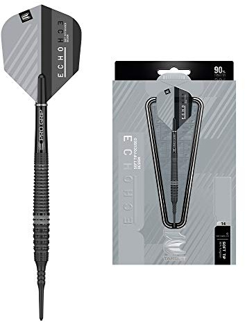 TARGET 20g 90% Soft Tip Set Darts Echo 14-Juego de Dardos de Punta Suave de 90% tungsteno de 20 g, Unisex, Negro/Gris