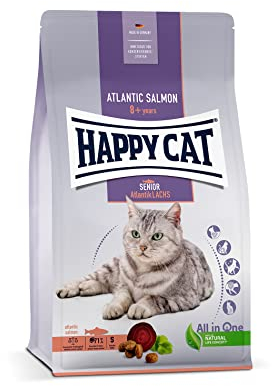 Happy Cat 70611 - Senior Atlantik Lachs - Katzen-Trockenfutter für Katzensenioren ab dem 8. Lebensjahr - 1,3 kg Inhalt