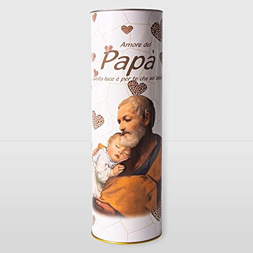 La Briantina Cero Votivo Cimitero 60T, di Paraffina, Padre e Figlio con Preghiera, 21xø7 cm