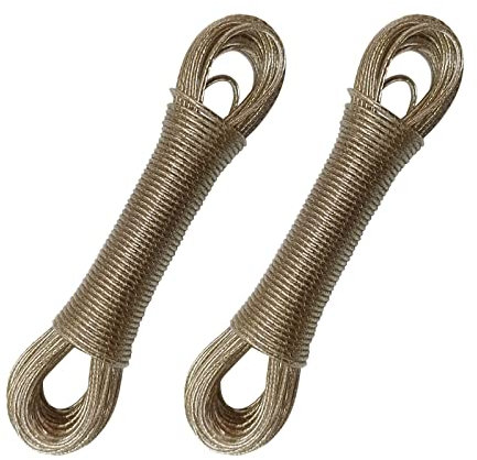 EUROXANTY Cuerda para Tender Ropa | Cuerda Tendedero | Acero Reforzado | Resistente para Azoteas y Campings | Recubierta de PVC | Incluye tensores | Pack 2