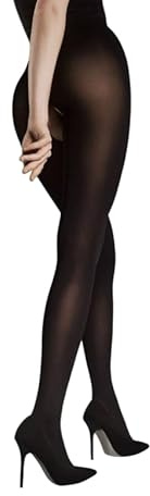 Generic FIORE OUVERT 20/80 Medias con abertura entrepierna abierta costura plana 20/80 DEN S-XXL, 80DEN Negro, M