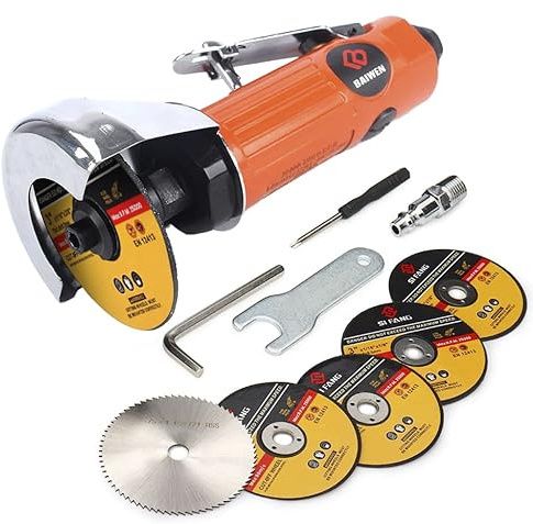 Air Cut Off Tool with 5Pcs 3-inch Die Grinder Cut-Off Wheels, Pneumatic Metal Sheet Cutting Tool, Heavy Duty Air Cutter Cut off Tool