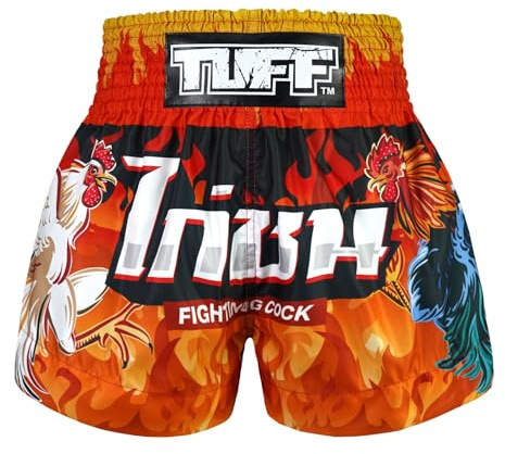 Tuff Sport Muay Thai Shorts Boxing Shorts Traditional Styles MMA Workout Kickboxing (S, TUF-MS675-ORG)