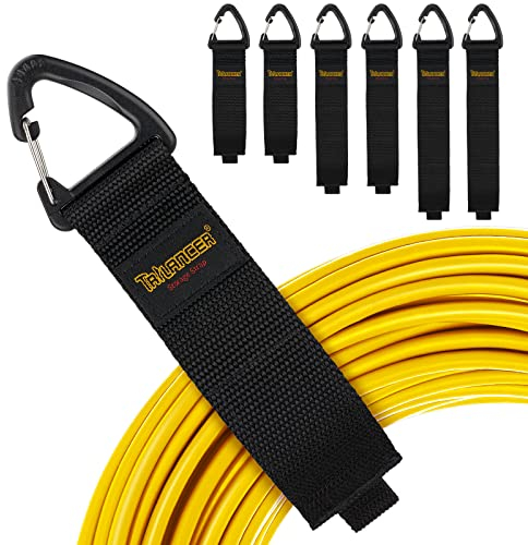 Trilancer Hook-and-Loop Storage Straps with Triangular Buckle to Hang on Walls for Cables, Wires, Rope, Hoses, Organization for Home, Garage or Workshop, Patent Design（2*S，2*M，2*L）