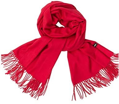 Skcess Schal Cashmere Damen, Winterschal Damen Elegant Magenta Einfarbig mit Quaste Scarf Unisex 200X70CM(79X28In)
