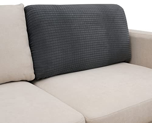 Eismodra Rückenlehne Überzug,Sofabezug 3 Sitzer,Stretch Sitzkissenbezug,Couch Überwurfdecke Sofaschoner Sofaüberwurf,Elastischer Bezug Cover für L Form,Dunkelgrau,Rückenkissen(1 Stück)