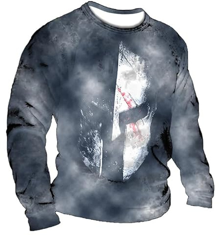 AllMonyba Templiers imprimés en 3D T-Shirt pour Hommes Printemps Manches Longues Vintage Tops Casual Oversized Vêtements Amples