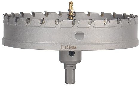 Vearter 160mm Lochsäge mit Titanbeschichteter Zentrierbohrer für Metall | Industrie-Hartmetall Lochbohrer, Geometrischer Zahnstruktur, Deep Drilling Hartmetallbohrer für Edelstahl, Baustahl