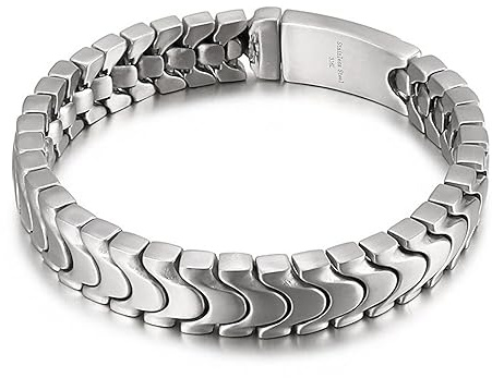 Homxi Armreifen Silber Herren,Armreif Edelstahl Herren 12MM Kette Armbänder Herren 21 cm