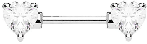 Taffstyle Piercing Schmuck Brustwarzenpiercing Brustwarze Stab Herz mit Kristallen für Brust Nippel Ohr Intim